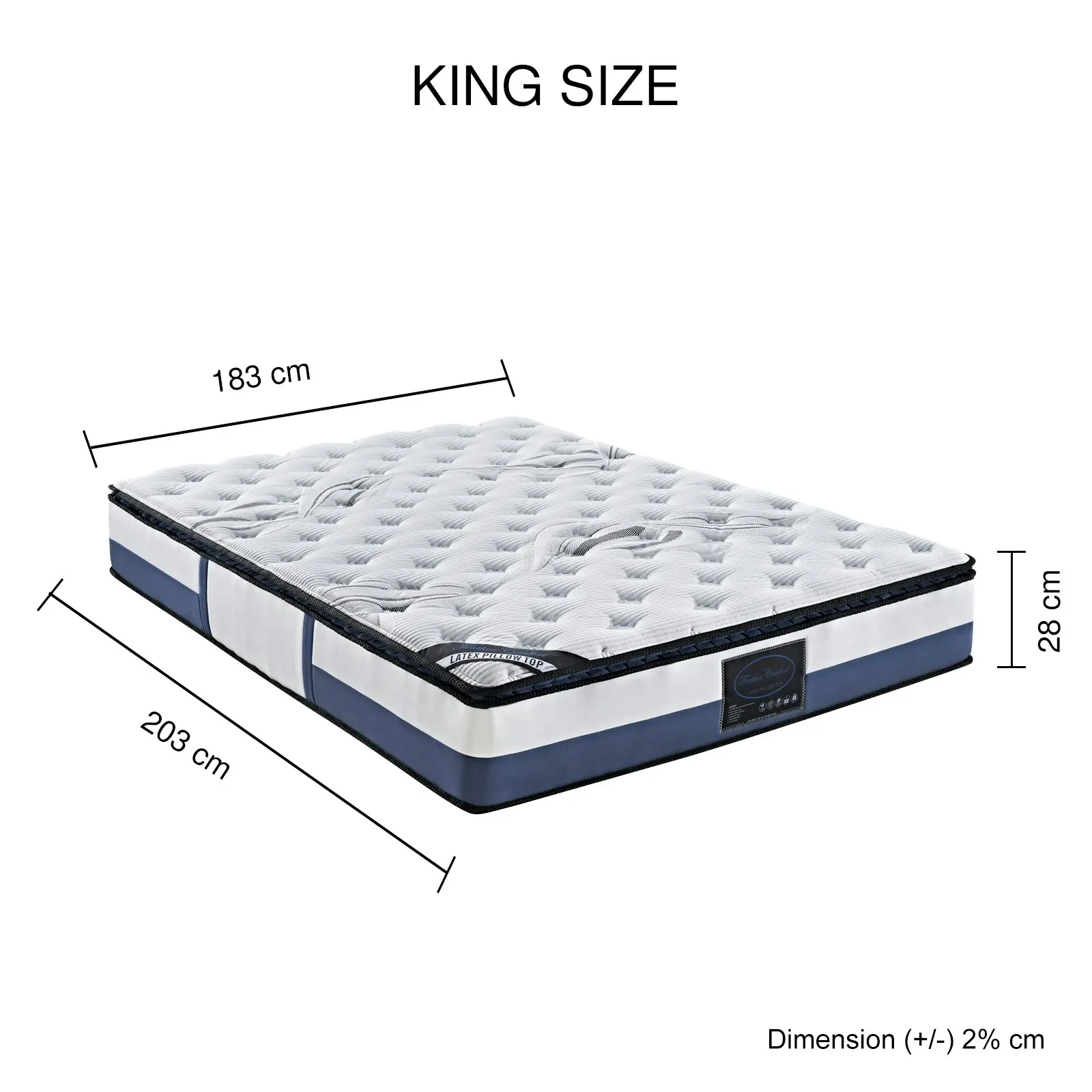 King Mattress Latex Pillow Top Pocket Spring Foam Medium Firm