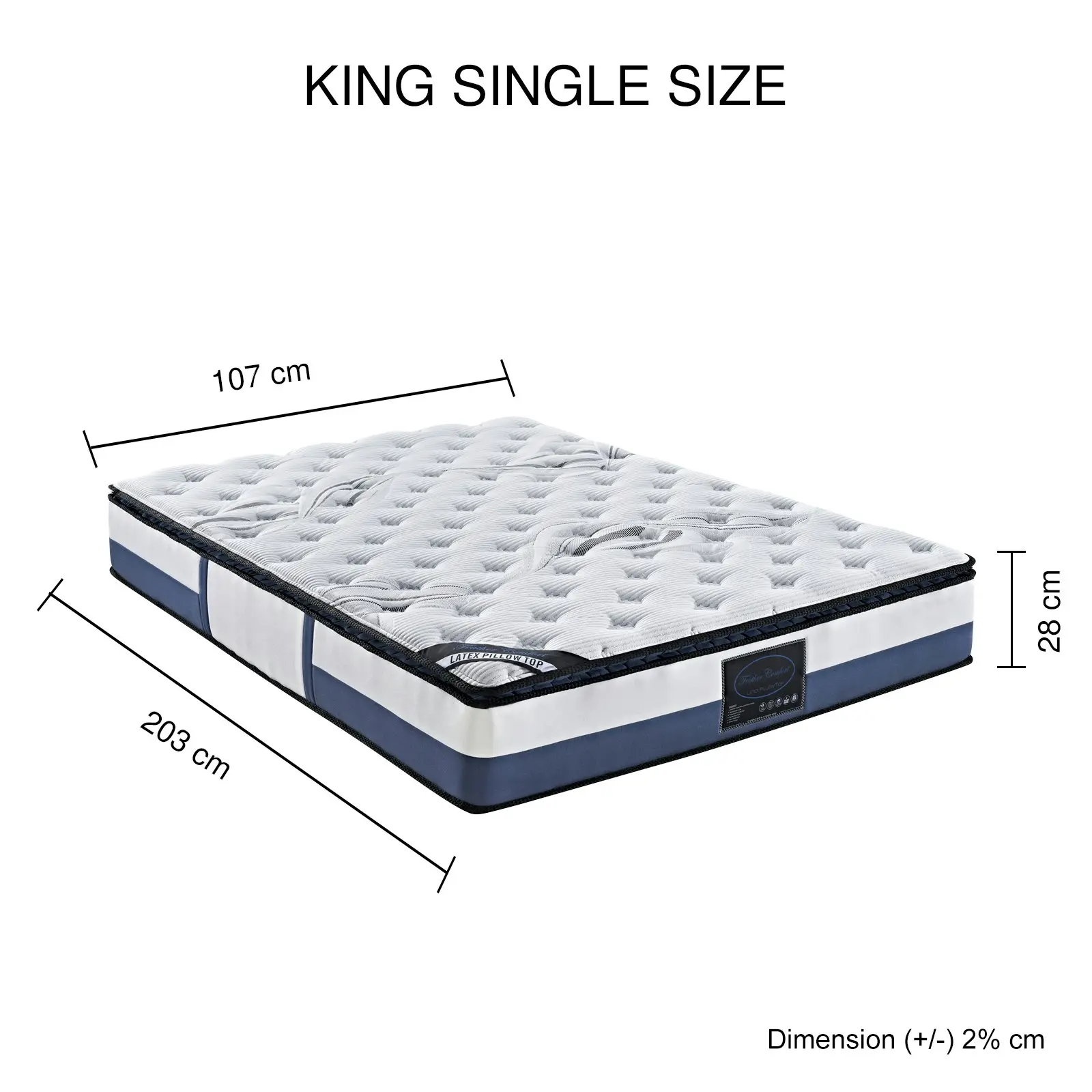 King Single Mattress Latex Pillow Top Pocket Spring Foam Medium Firm Bed