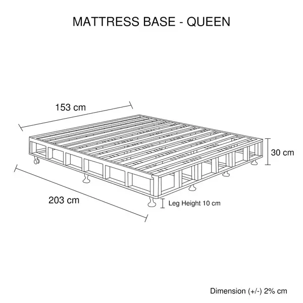 Mattress Base Ensemble Queen Size Solid Wooden Slat in Beige with Removable Cover