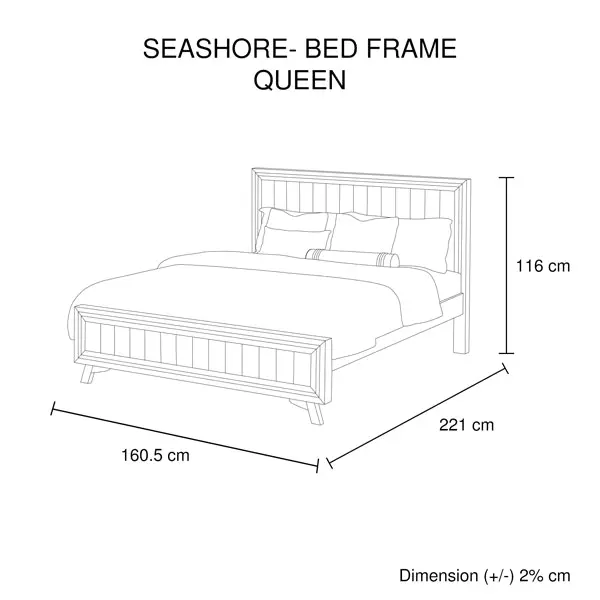 Queen Size Silver Brush Bed Frame in Acacia Wood Construction