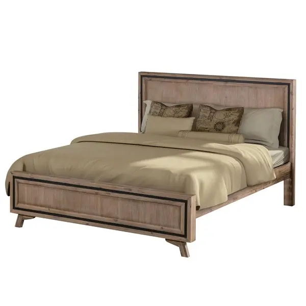 Queen Size Silver Brush Bed Frame in Acacia Wood Construction