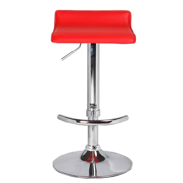 2X Red Bar Stools Faux Leather Low Back Adjustable Crome Base Gas Lift Slim Seat Swivel Chairs