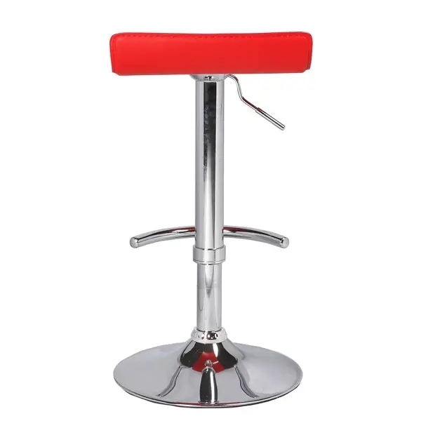 2X Red Bar Stools Faux Leather Low Back Adjustable Crome Base Gas Lift Slim Seat Swivel Chairs