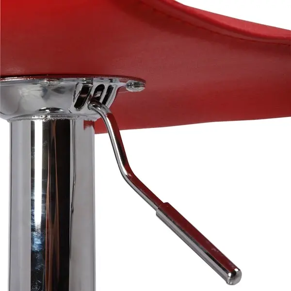 2X Red Bar Stools Faux Leather Low Back Adjustable Crome Base Gas Lift Slim Seat Swivel Chairs