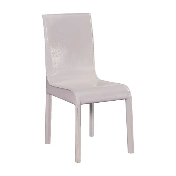 2x Steel Frame White Leatherette Medium High Backrest Dining Chairs with Wooden legs