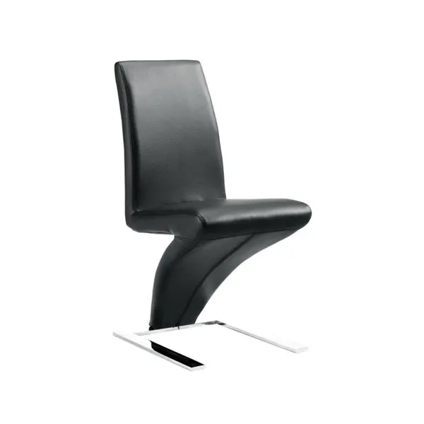 2x Z Shape Black Leatherette Dining Chairs with Stainless Base