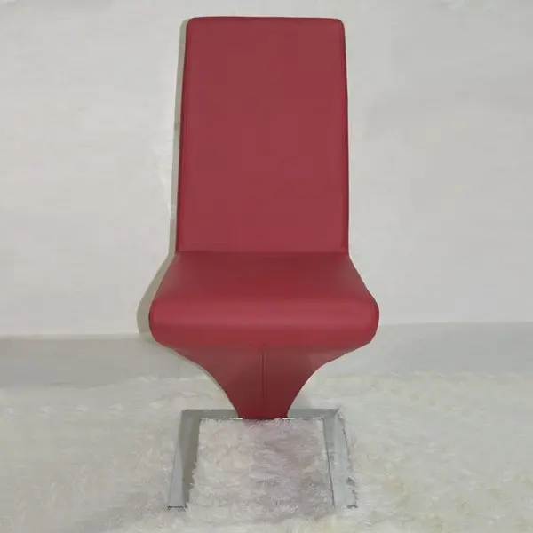 2x Z Shape Red Leatherette Dining Chairs with Stainless Base