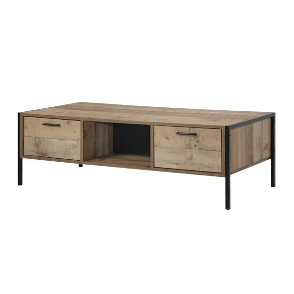 Coffee Table 2 Drawers Particle Board Storage in Oak Colour