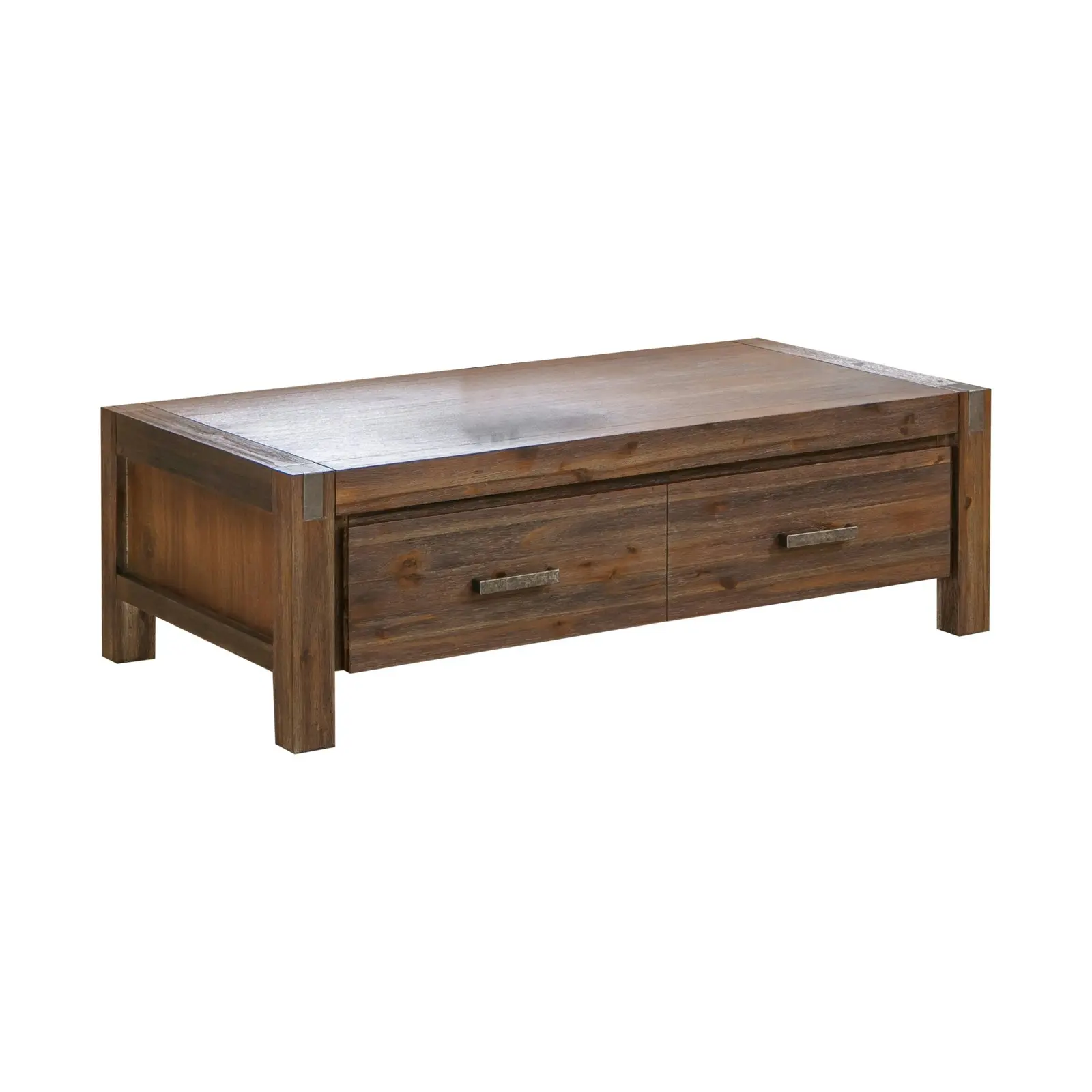 Coffee Table Solid Acacia Wood & Veneer 1 Drawers Storage Oak Colour