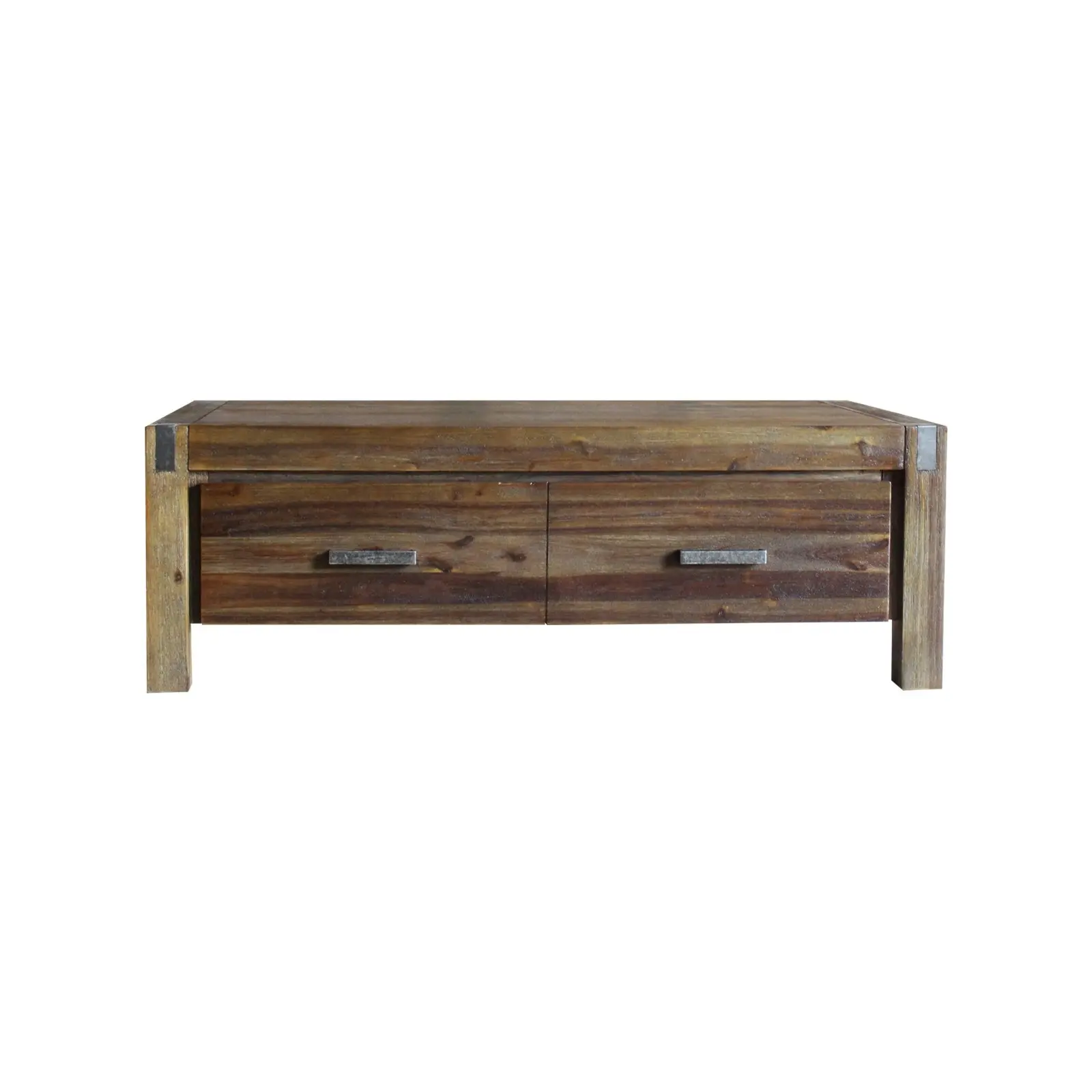 Coffee Table Solid Acacia Wood & Veneer 1 Drawers Storage Oak Colour