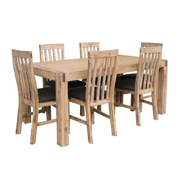 Dining Table 210cm Large Size with Solid Acacia Wooden Base in Oak Colour