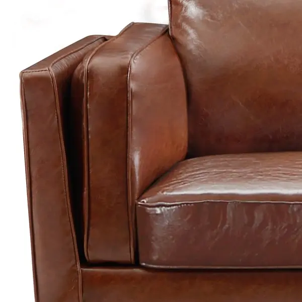 2 Seater Faux Leather Sofa Brown Modern Lounge Set for Living Room Couch with Wooden Frame