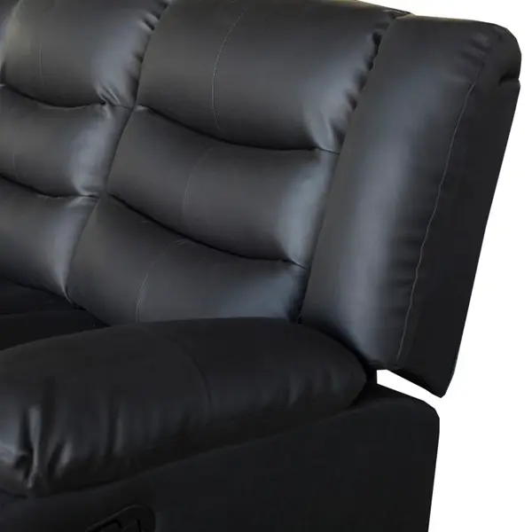 2 Seater Recliner Sofa In Faux Leather Lounge Couch in Black