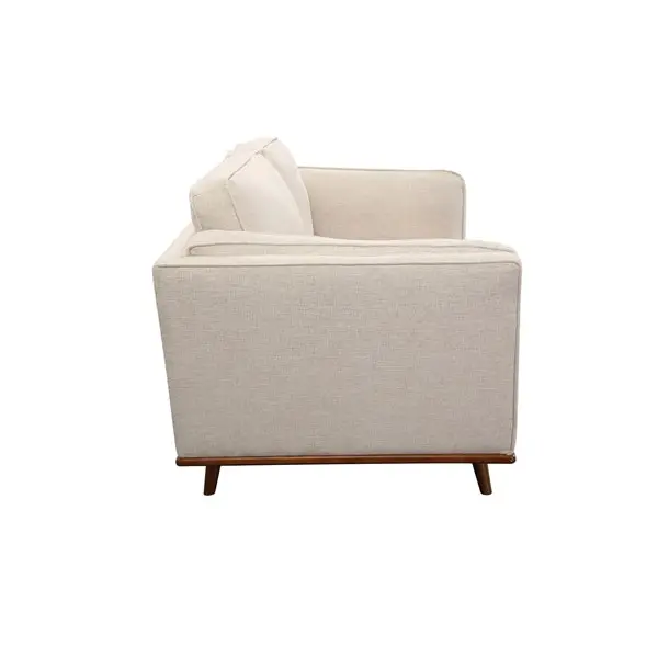 2 Seater Sofa Beige Fabric Modern Lounge Set for Living Room Couch with Wooden Frame