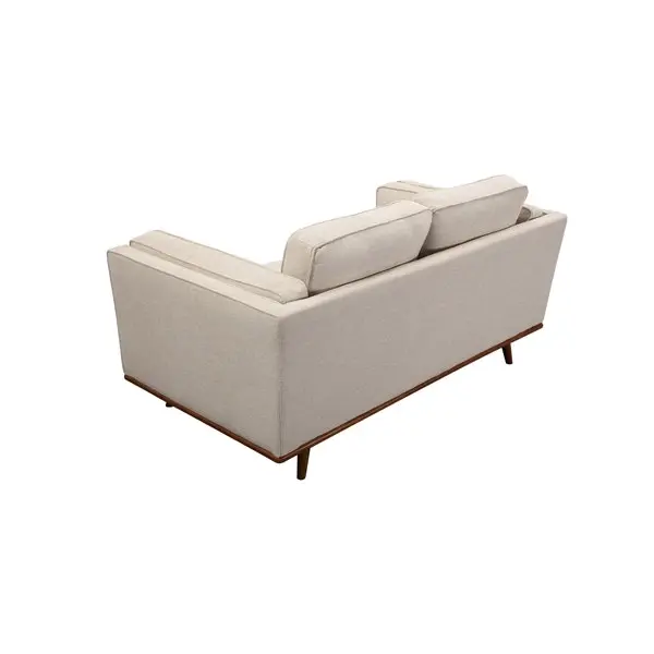 2 Seater Sofa Beige Fabric Modern Lounge Set for Living Room Couch with Wooden Frame