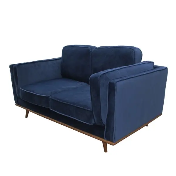 2 Seater Sofa Sofa in Soft Blue Velvet Lounge Set for Living Room Couch with Wooden Frame