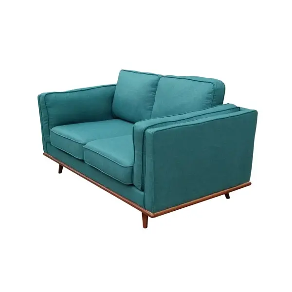 2 Seater Sofa Teal Fabric Lounge Set for Living Room Couch with Wooden Frame