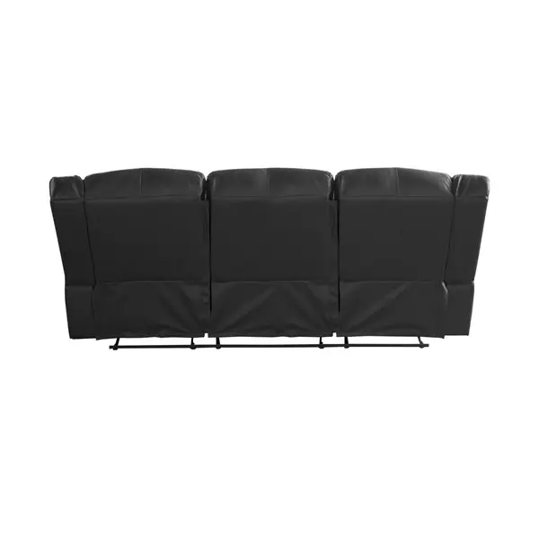 3 Seater Recliner Sofa In Faux Leather Lounge Couch in Black