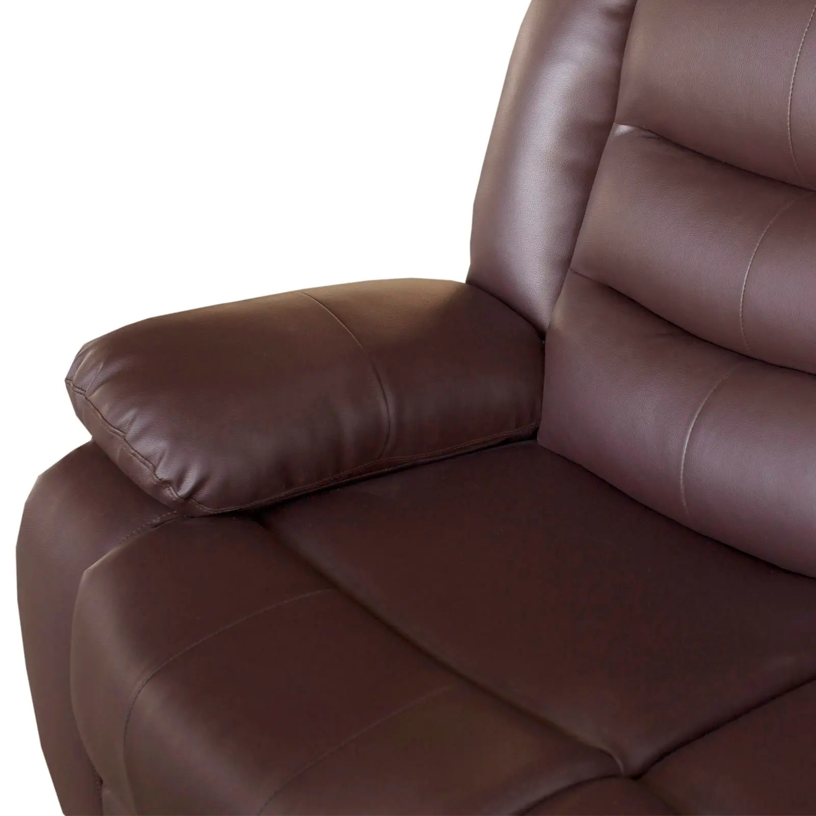 3 Seater Recliner Sofa In Faux Leather Lounge Couch in Brown