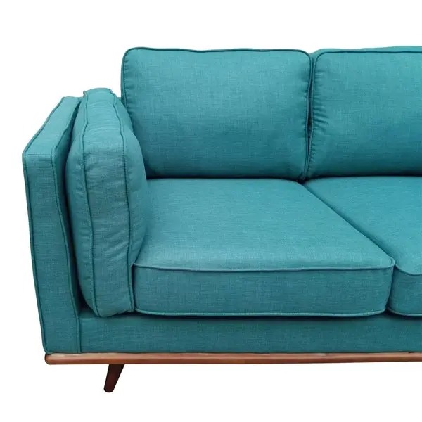 3 Seater Sofa Teal Fabric Lounge Set for Living Room Couch with Wooden Frame