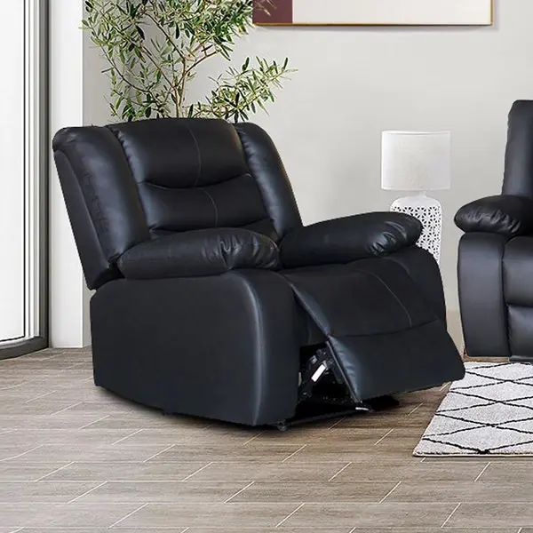 3+1+1 Seater Recliner Sofa In Faux Leather Lounge Couch in Black