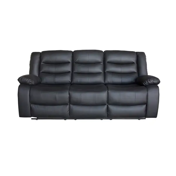 3+1+1 Seater Recliner Sofa In Faux Leather Lounge Couch in Black