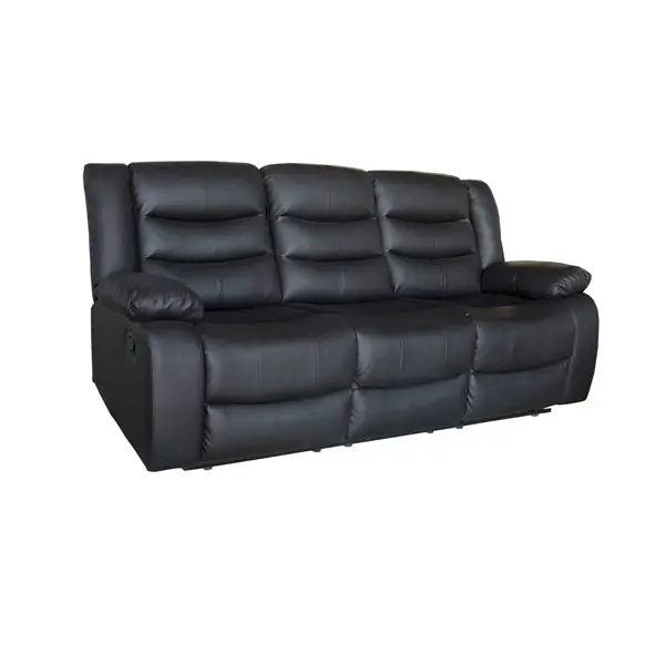 3+1+1 Seater Recliner Sofa In Faux Leather Lounge Couch in Black