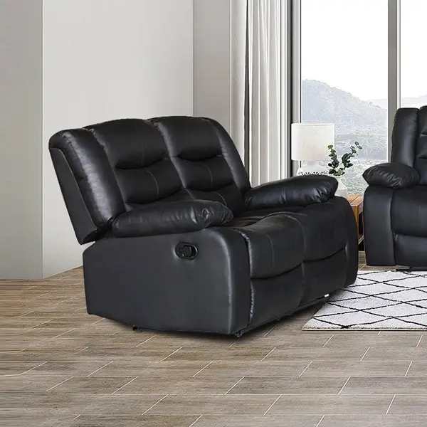 3+2 Seater Recliner Sofa In Faux Leather Lounge Couch in Black