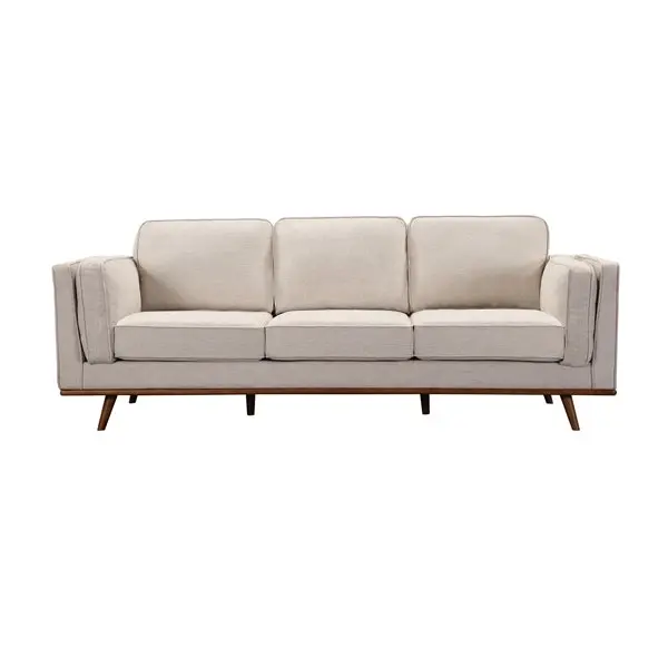 3+2 Seater Sofa Beige Fabric Lounge Set for Living Room Couch with Wooden Frame