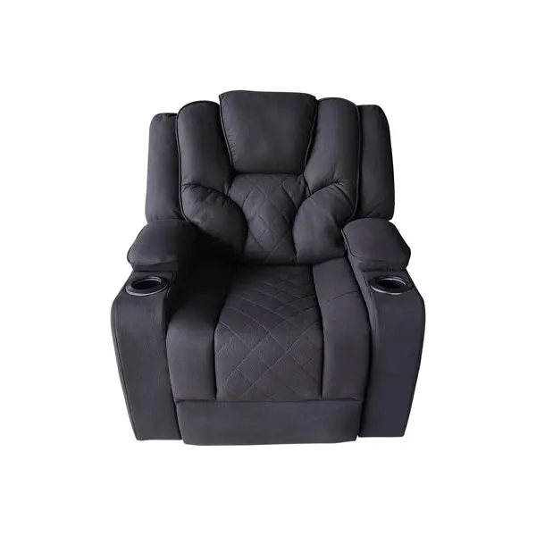 3+2+1 Seater Electric Recliner Stylish Rhino Fabric Black Lounge Armchair with LED Features