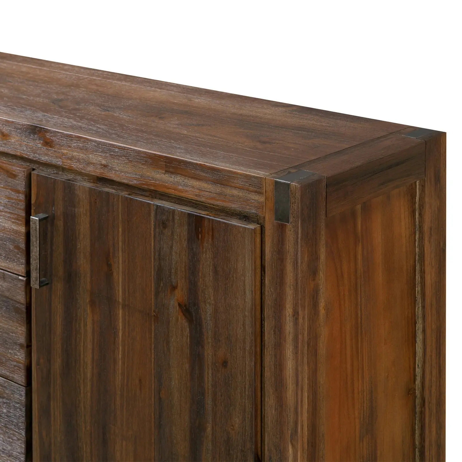 Buffet Sideboard in Chocolate Colour Constructed with Solid Acacia Wooden Frame Storage Cabinet with Drawers