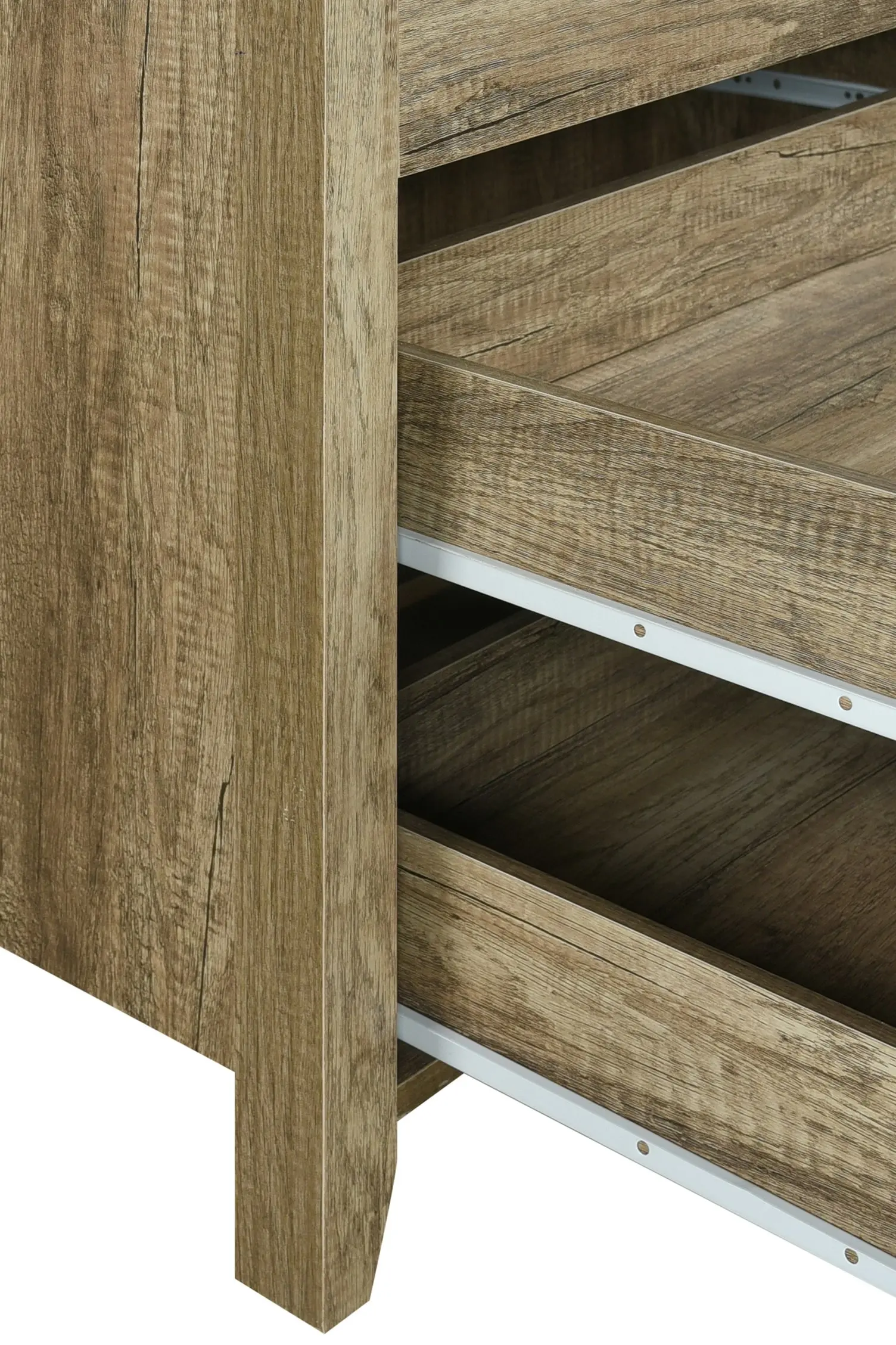 Dresser with 3 Storage Drawers in Natural Wood like MDF in Oak Colour with Mirror