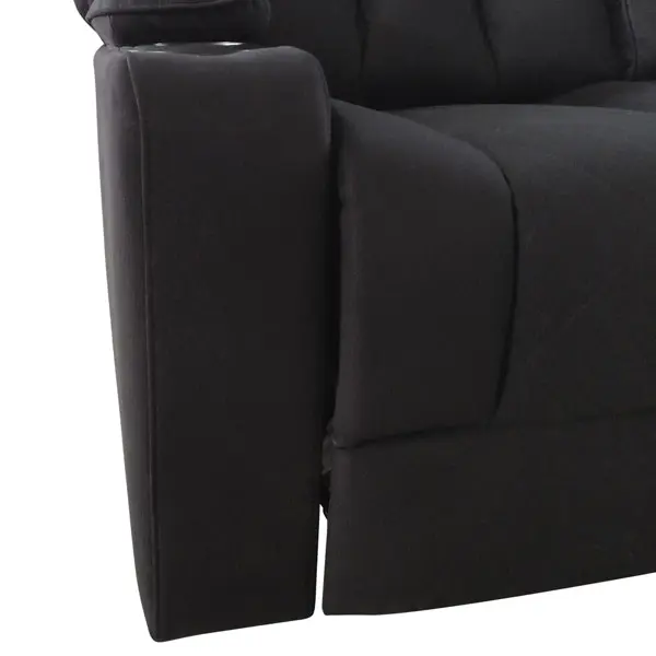 Electric Recliner Stylish Rhino Fabric Black Couch 2 Seater Lounge with LED Features