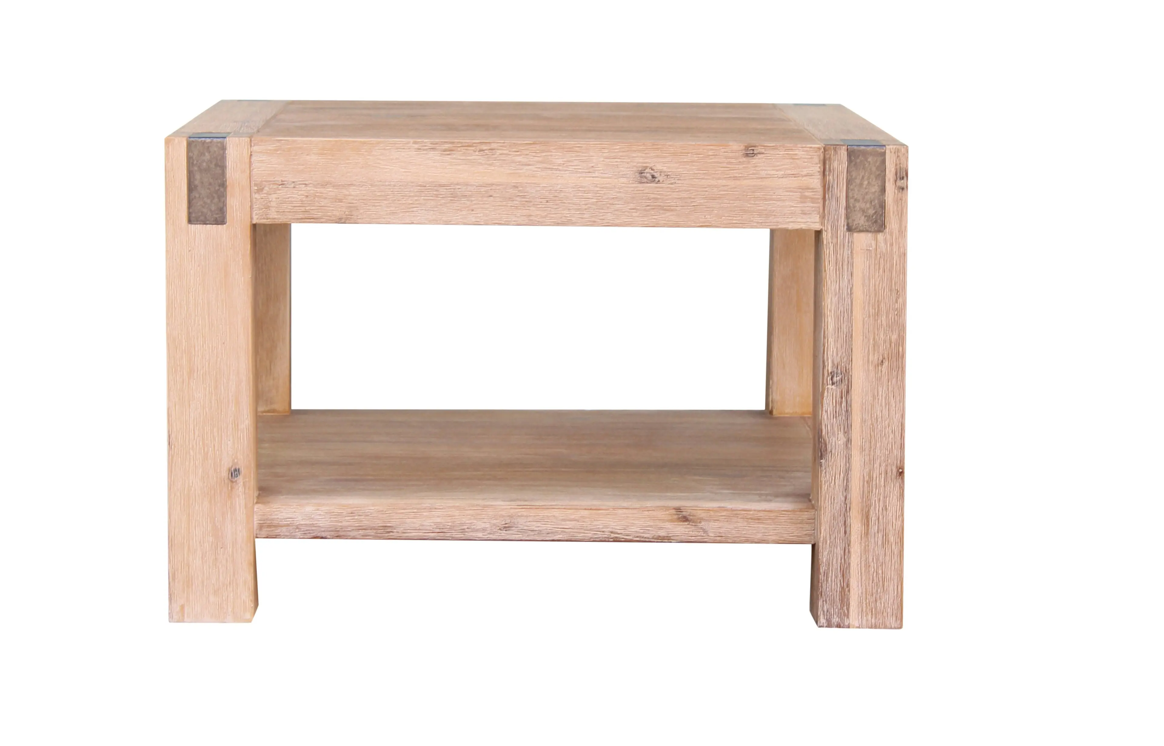 Lamp Table Open Storage Solid Wooden Frame in Classic Oak Colour