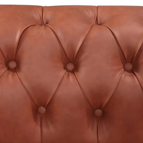 Single Seater Brown Sofa Armchair for Lounge Chesterfireld Style Button Tufted in Faux Leather