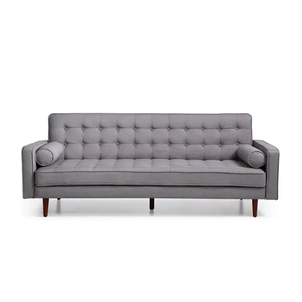 Sofa Bed 3 Seater Button Tufted Lounge Set for Living Room Couch in Fabric Grey Colour