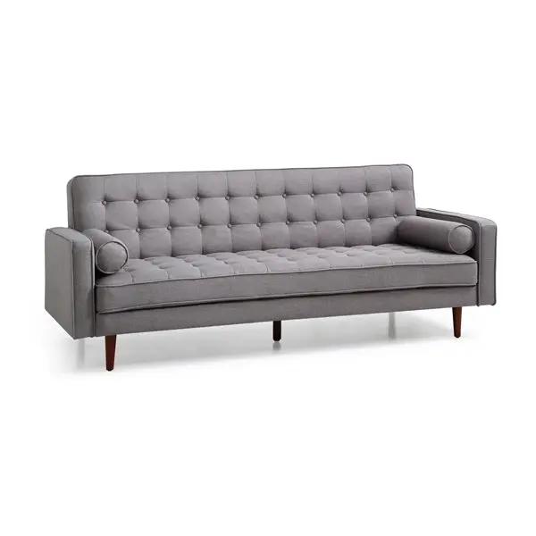 Sofa Bed 3 Seater Button Tufted Lounge Set for Living Room Couch in Fabric Grey Colour