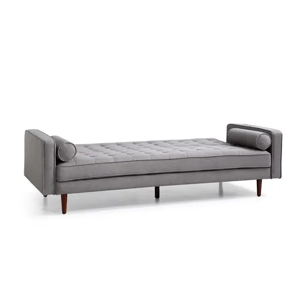 Sofa Bed 3 Seater Button Tufted Lounge Set for Living Room Couch in Fabric Grey Colour