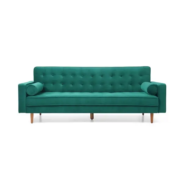 Sofa Bed 3 Seater Button Tufted Lounge Set for Living Room Couch in Velvet Green Colour