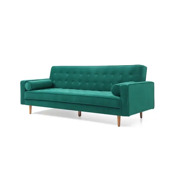 Sofa Bed 3 Seater Button Tufted Lounge Set for Living Room Couch in Velvet Green Colour