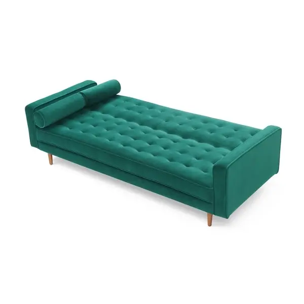 Sofa Bed 3 Seater Button Tufted Lounge Set for Living Room Couch in Velvet Green Colour