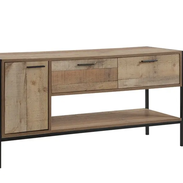 TV Cabinet with 2 Storage Drawers Cabinet Natural Wood Like Particle board Entertainment Unit in Oak colour