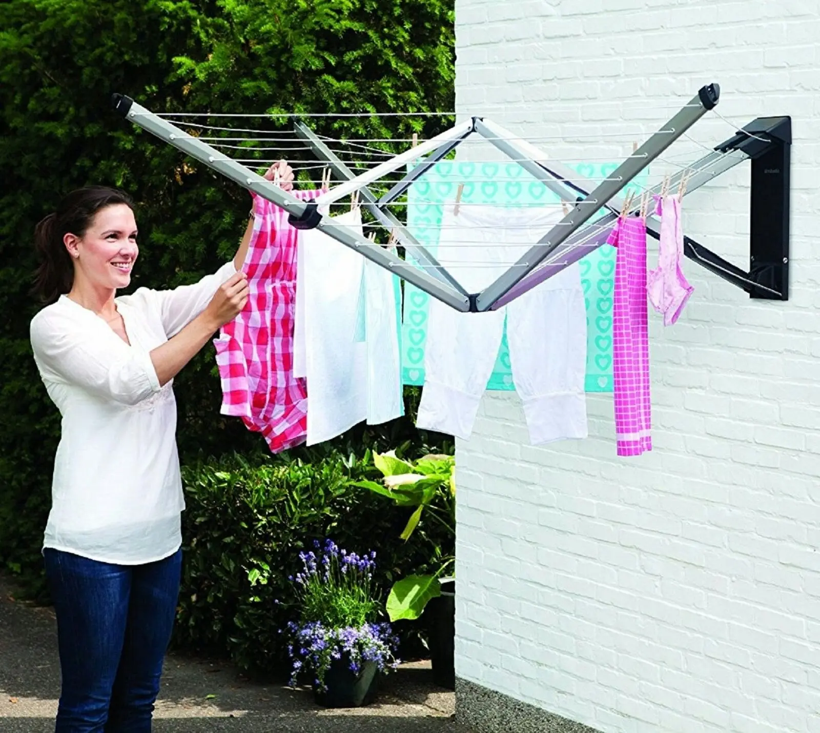 Brabantia Wallfix Rotary Fold Away 24m Clothes Line With Cover