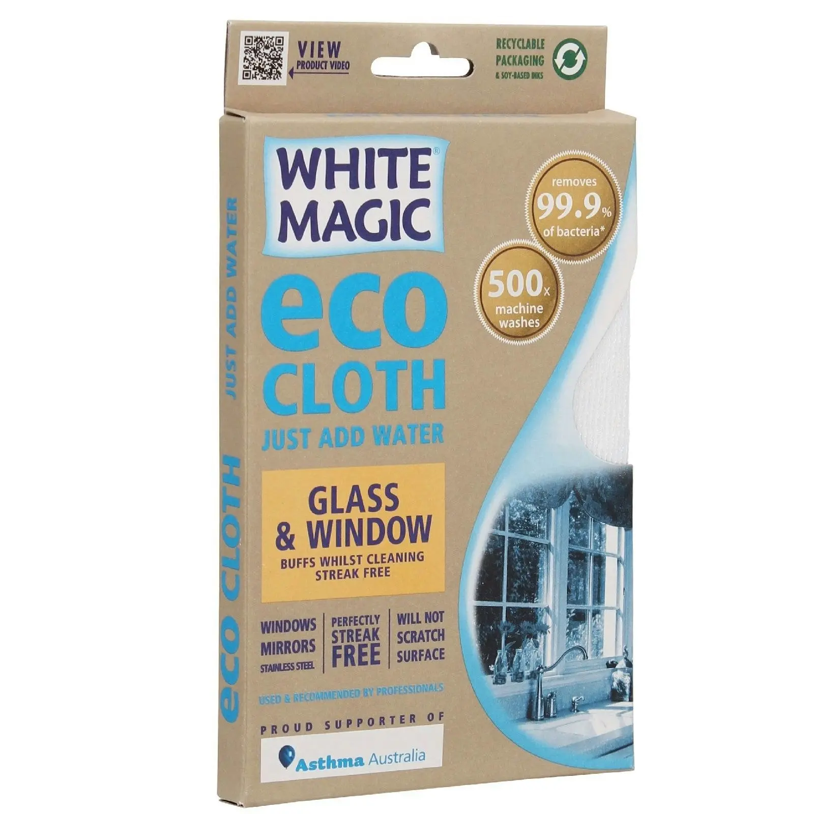 White Magic ECO CLOTH GLASS AND WINDOW CLEANING CLOTH 32 x 32cm