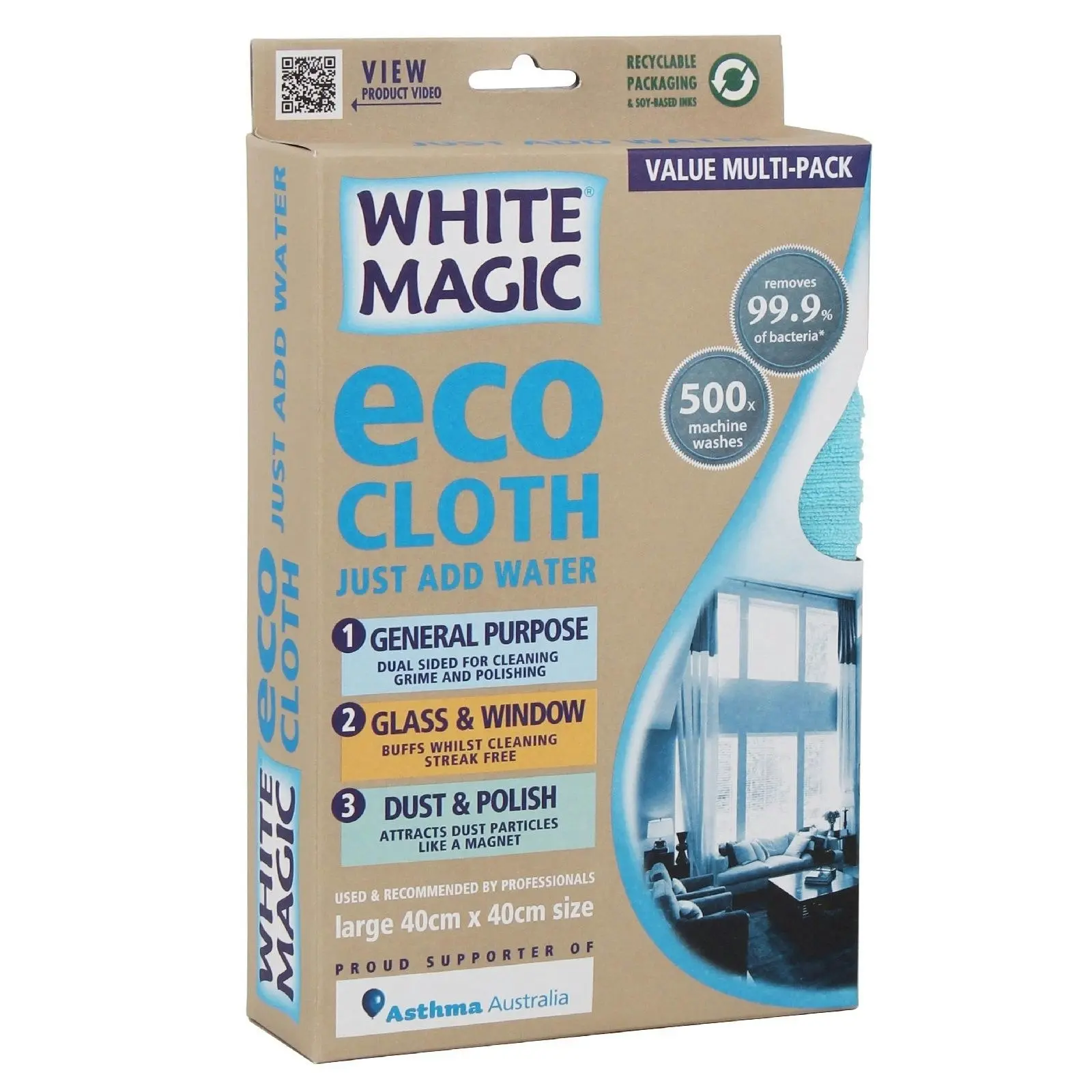 White Magic ECO CLOTH PACK OF 3 VALUE MULTI PACK 40 x 40cm