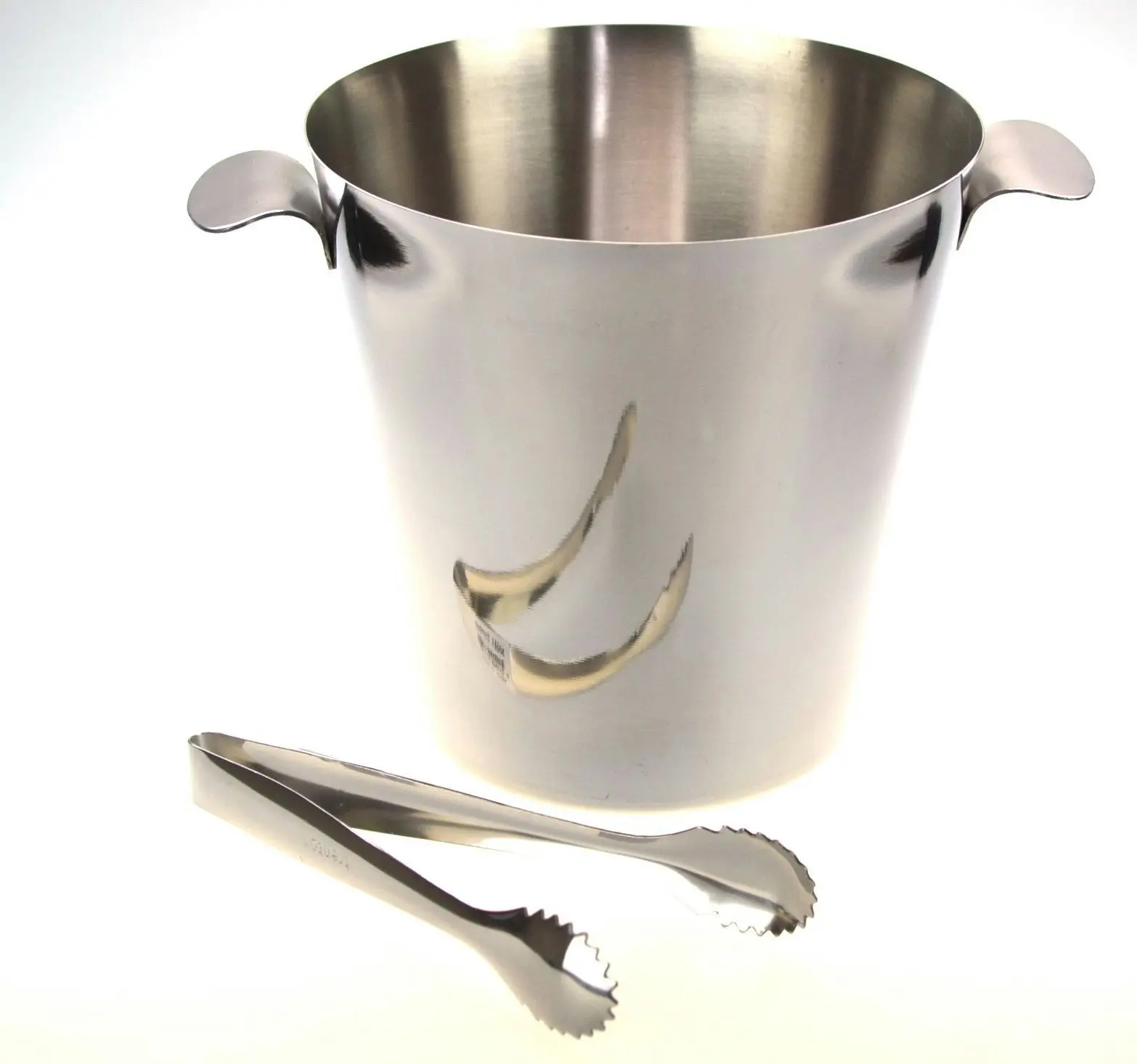 Stainless Steel Wine Bucket + Ice Tongs