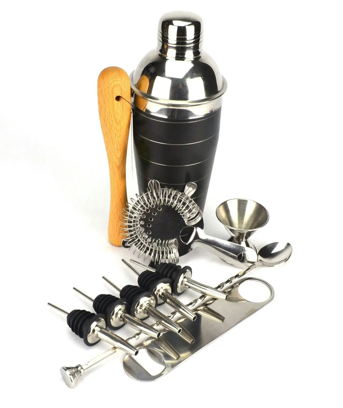 10 Piece Black Cocktail Shaker Set