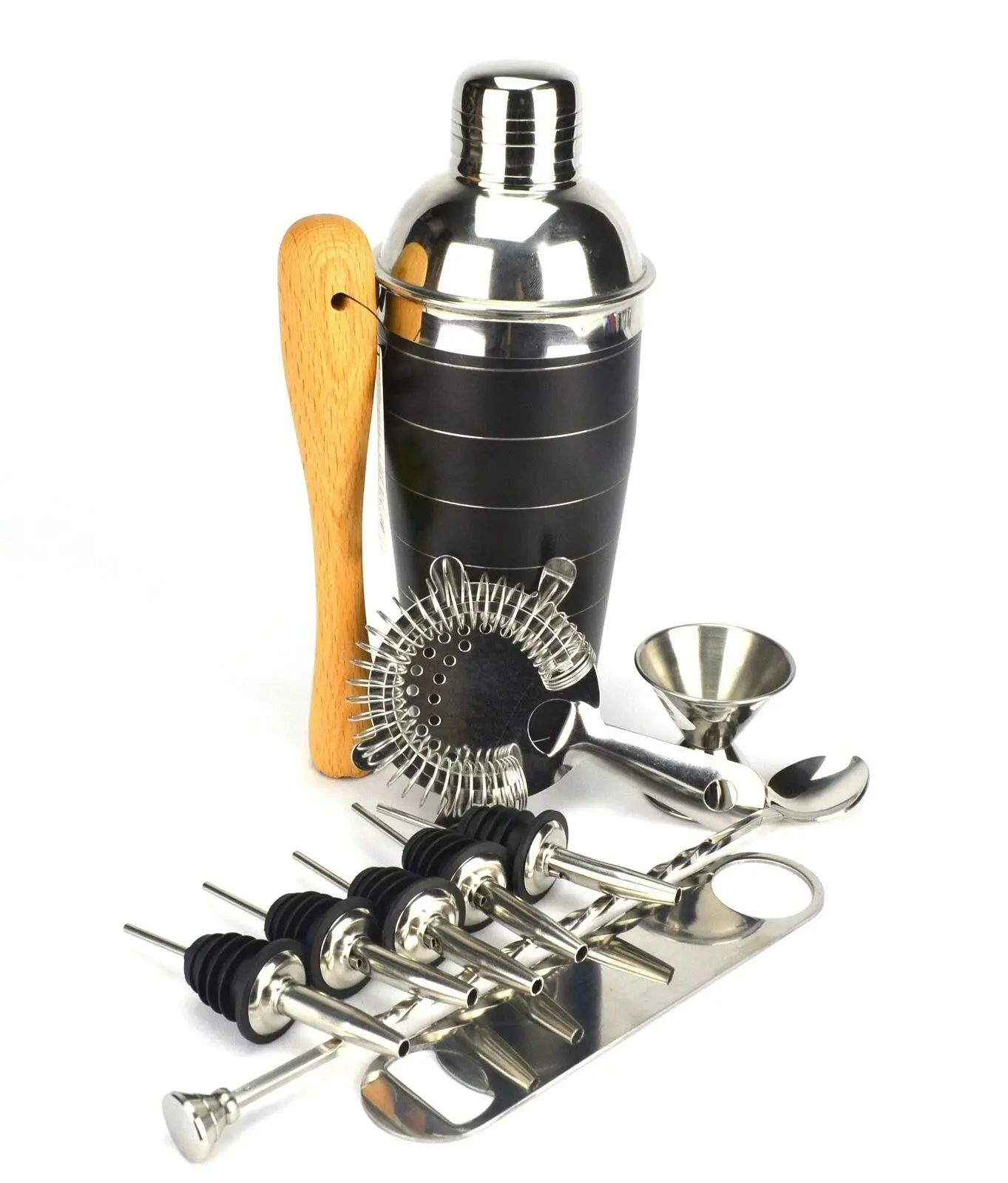 10 Piece Black Cocktail Shaker Set