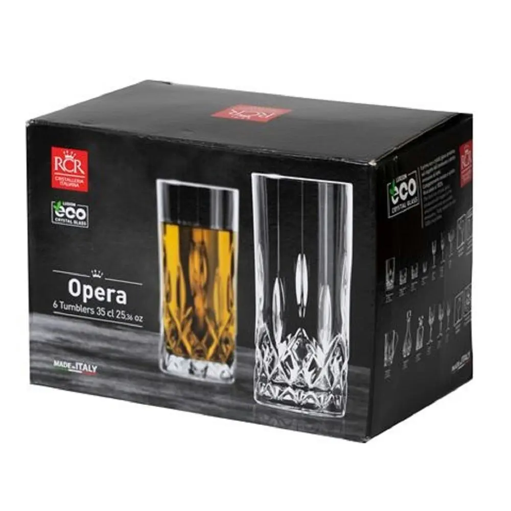 RCR OPERA HIGHBALL TUMBLER GLASSES 350ml - SET OF 6