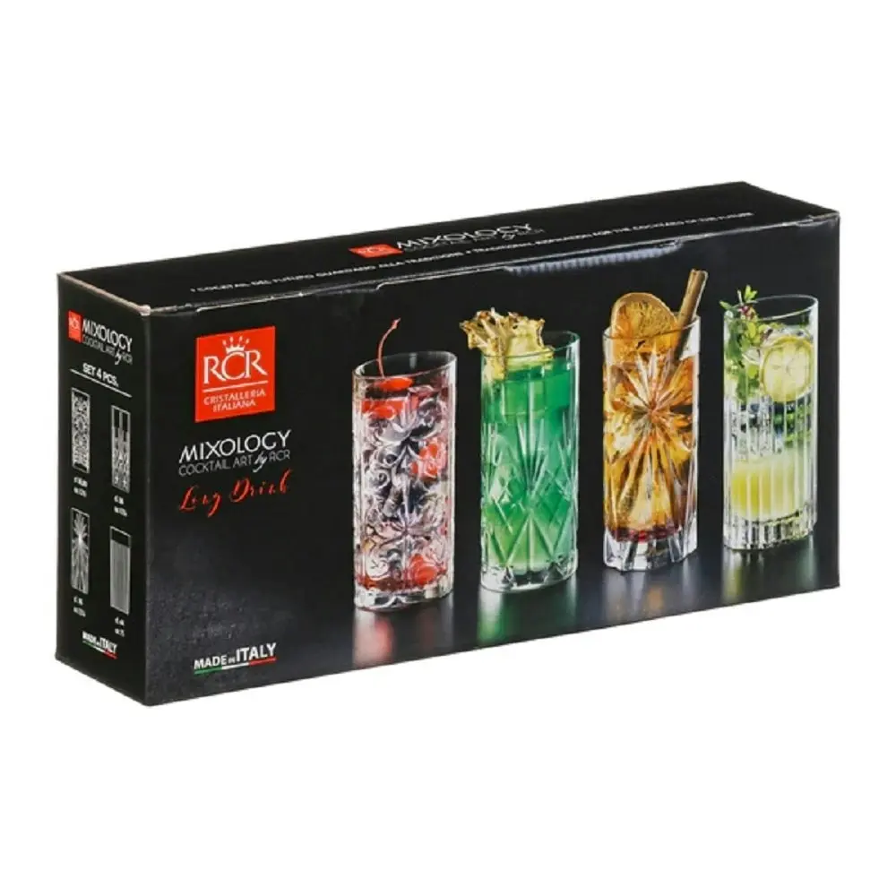 RCR MIXOLOGY HIGHBALL CRYSTAL TUMBLERS SET 4 - 440ml